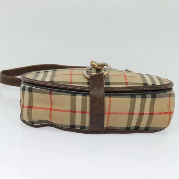 Burberrys Nova Check Shoulder Bag Canvas Beige Gold Auth 117545 - Picture 10 of 15